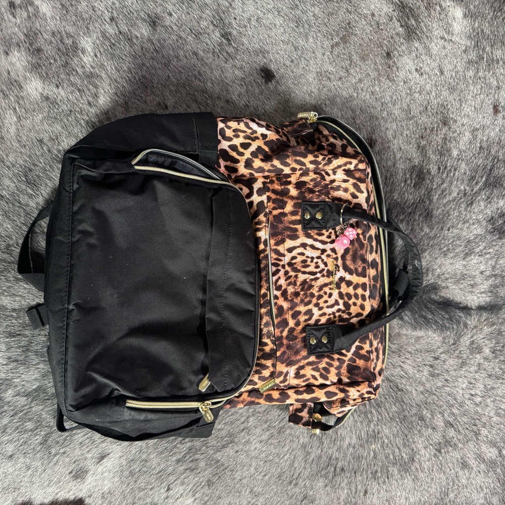 Leopard Print and Black Women’s backpack